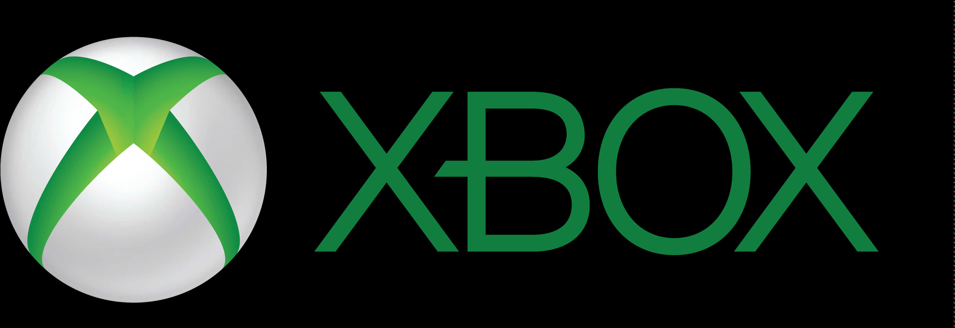 Xbox 桌布 壁紙 — Xbox 標誌，白色球體上有綠色 X，黑色背景上有綠色文字。