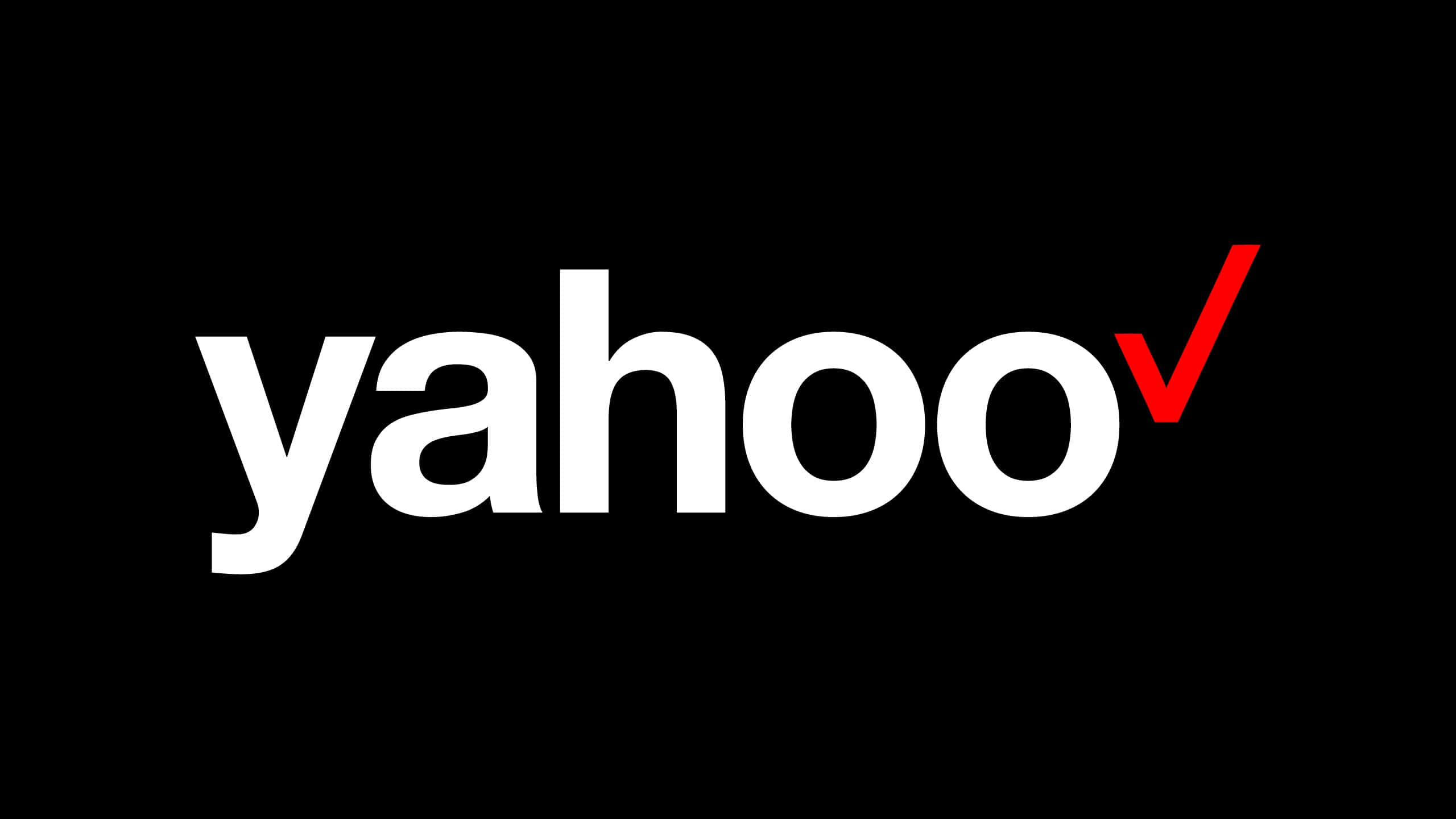 Yahoo 桌布 壁紙 — Yahoo 標誌以白色和紅色文字居中顯示在純黑色背景上。