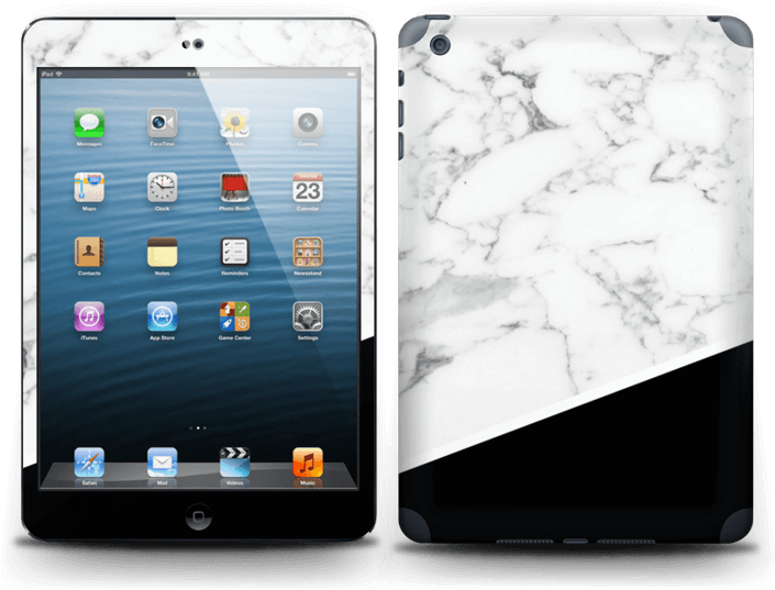 帶有白色大理石皮膚和黑色底部後面板的iPad — iPad 壁紙