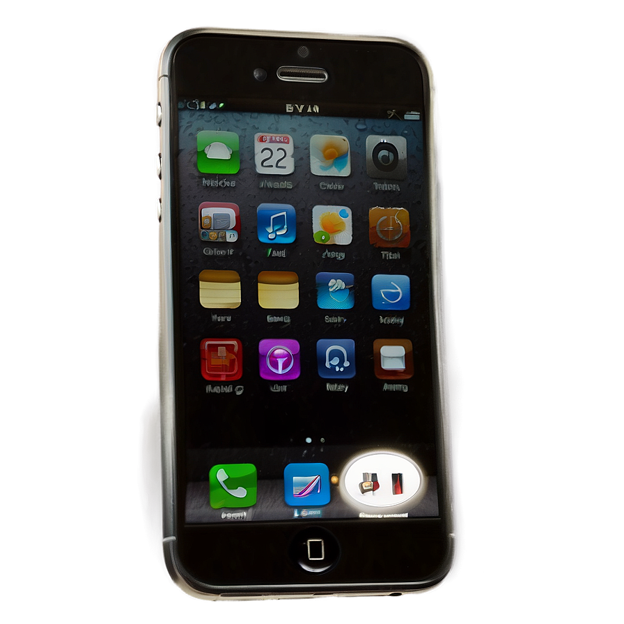 帶有發光邊緣和螢幕上水滴的復古iPhone 4S。 — iPhone 11 壁紙