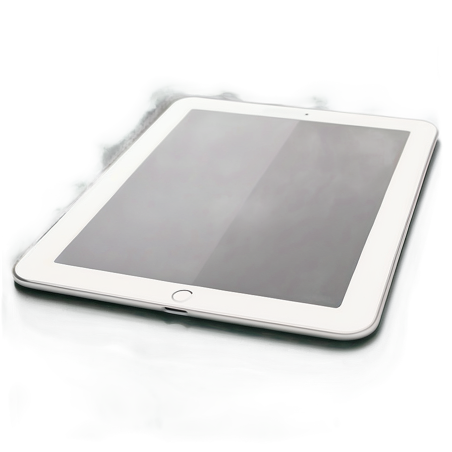一部白色平板電腦放在帶有綠色污漬的灰色表面上。 — iPad 壁紙