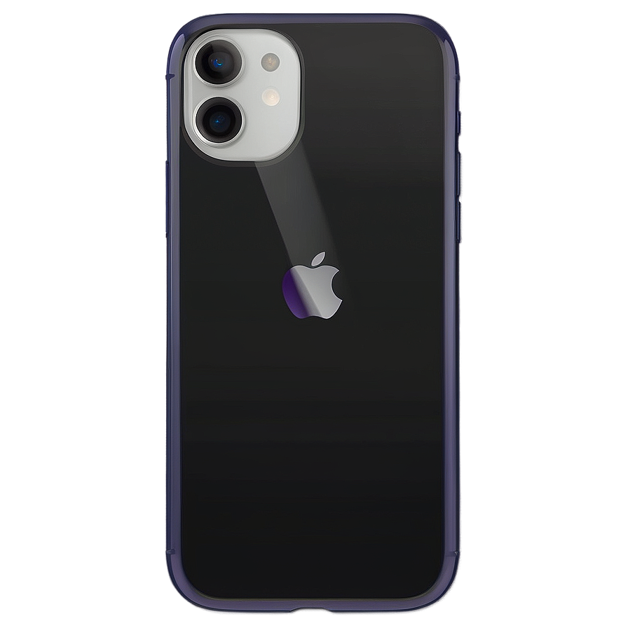 黑色 iPhone 11 帶有紫色保護殼和可見的相機模組。 — iPhone 11 壁紙