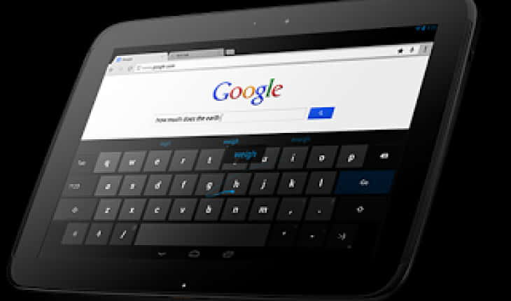 黑色平板電腦顯示Google搜尋頁面，帶有輸入的查詢。 — Google 壁紙