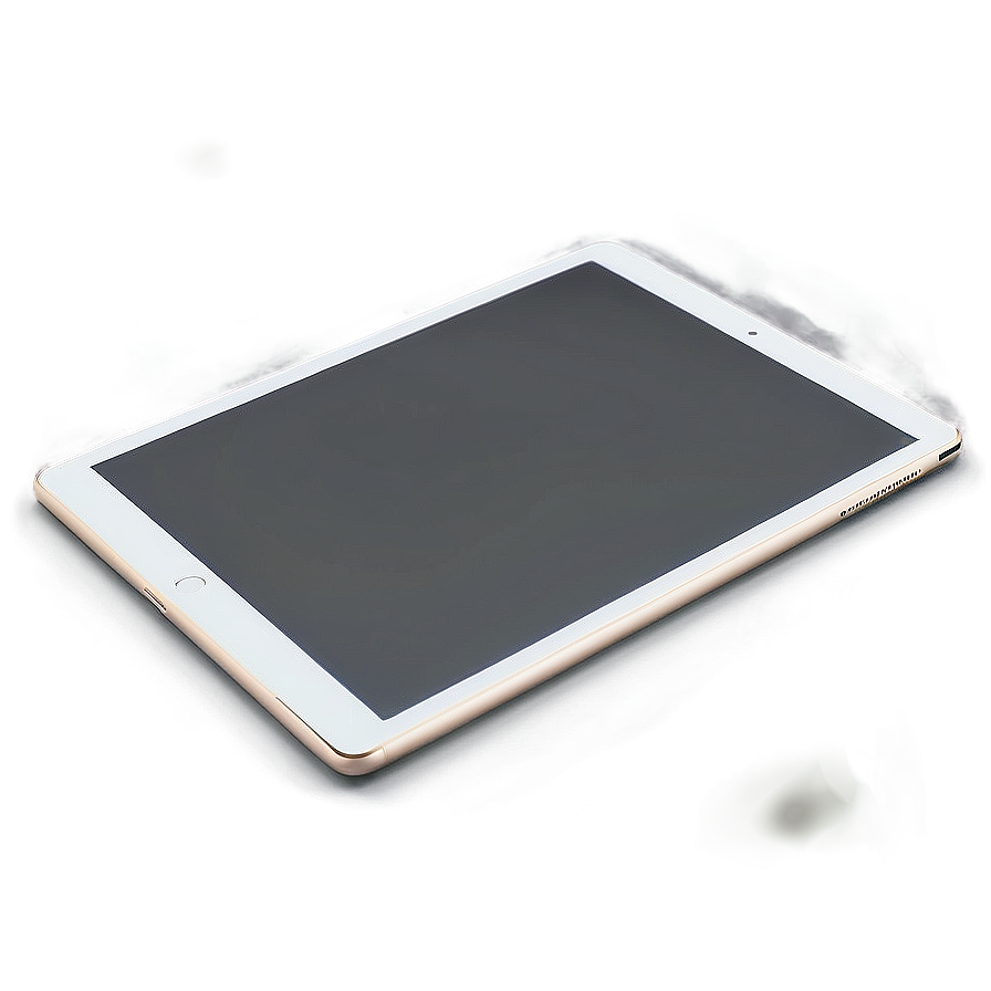 灰色表面上帶有綠色散景的黑色螢幕金色平板電腦。 — iPad 壁紙