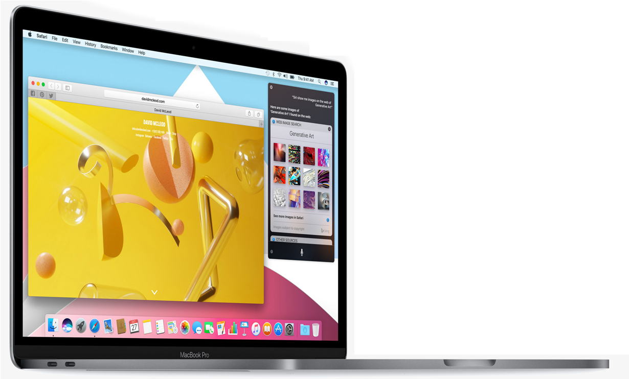 MacBook Pro 顯示帶有浮動形狀的抽象黃色 3D 桌布 — Macbook Pro 壁紙