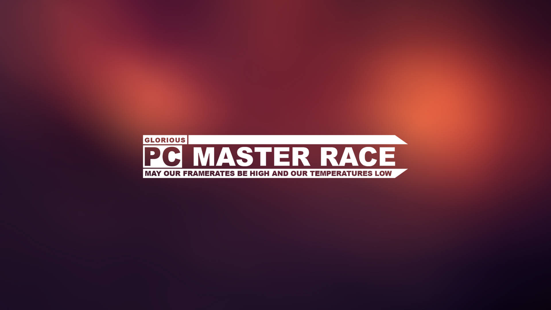 遊戲標誌 PC Master Race 在漸變紅紫背景上 — Meme 壁紙