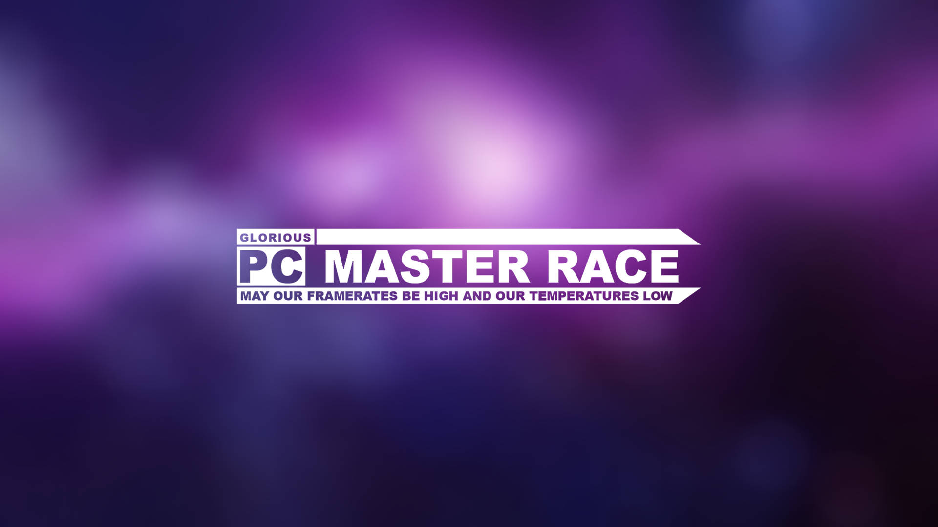 紫色漸變背景上的遊戲標語 PC Master Race — Meme 壁紙