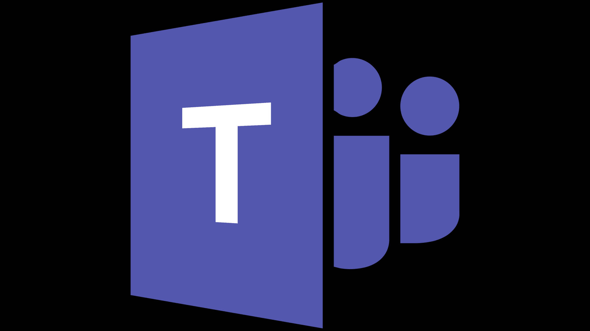 藍色和白色的Microsoft Teams標誌在黑色背景上。 — Microsoft Teams 壁紙