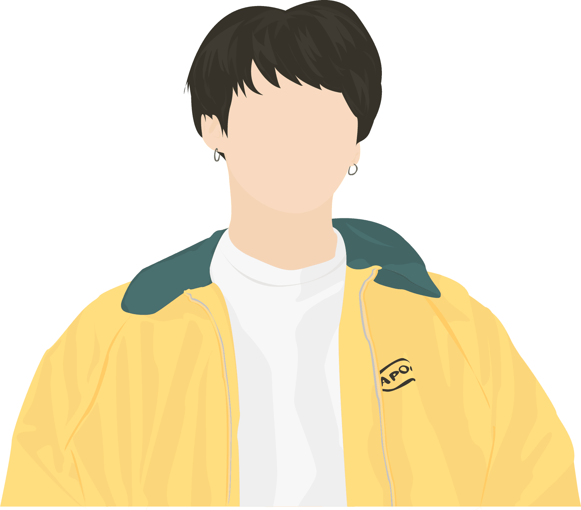 穿著帶綠色領子和白襯衫的黃色夾克的人物 — Jungkook 壁紙