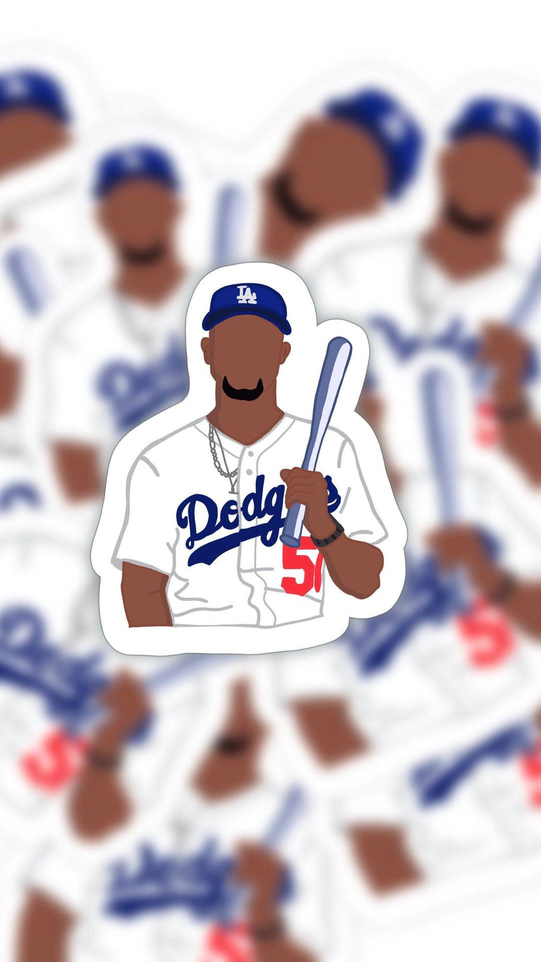 道奇隊棒球運動員留鬍子手持球棒的貼紙。 — MLB 壁紙