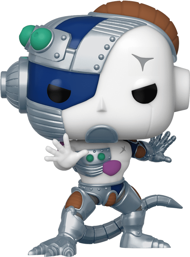 Funko Pop 機器人公仔，白色臉、藍色護目鏡、綠色眼睛和棕色莫西乾頭。 — K Pop 壁紙