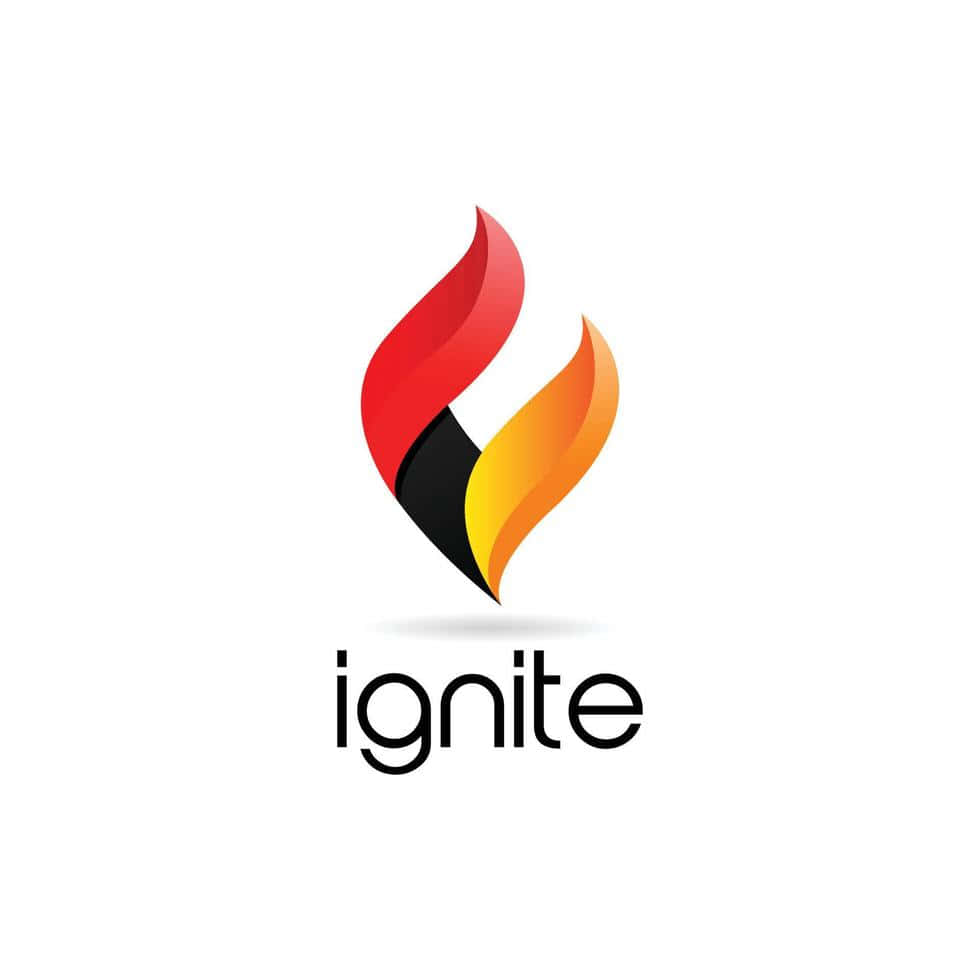  壁紙 — 一個風格化的火焰標誌，採用紅色、橙色和黑色，下方有「ignite」字樣，背景為白色。