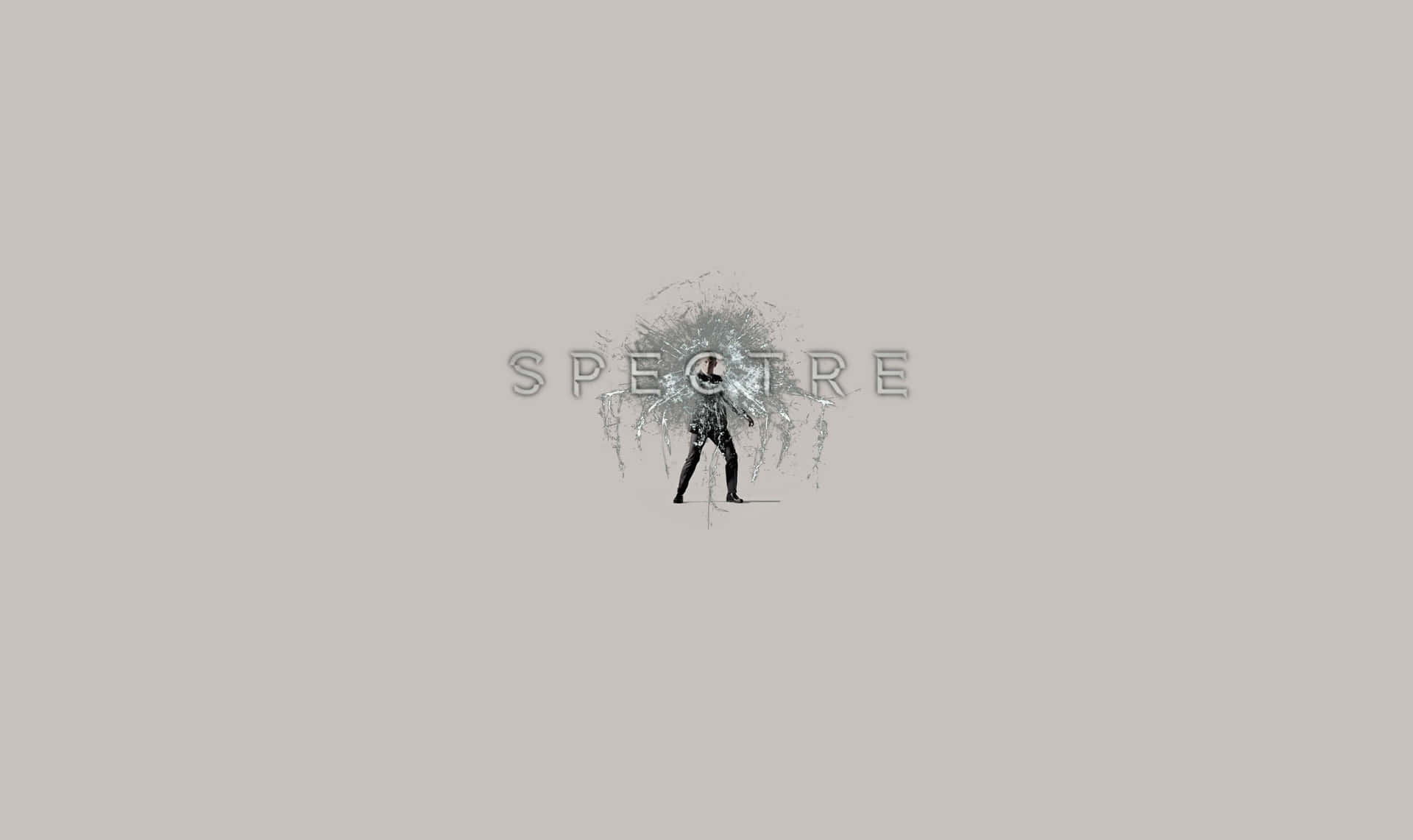  壁紙 — 一個風格化的人物站在中央，背後有 SPECTRE 字樣，採用單色潑墨藝術風格。