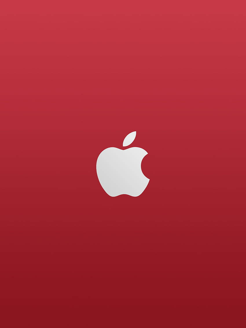 紅色漸變背景上的白色Apple標誌 — 3D 壁紙