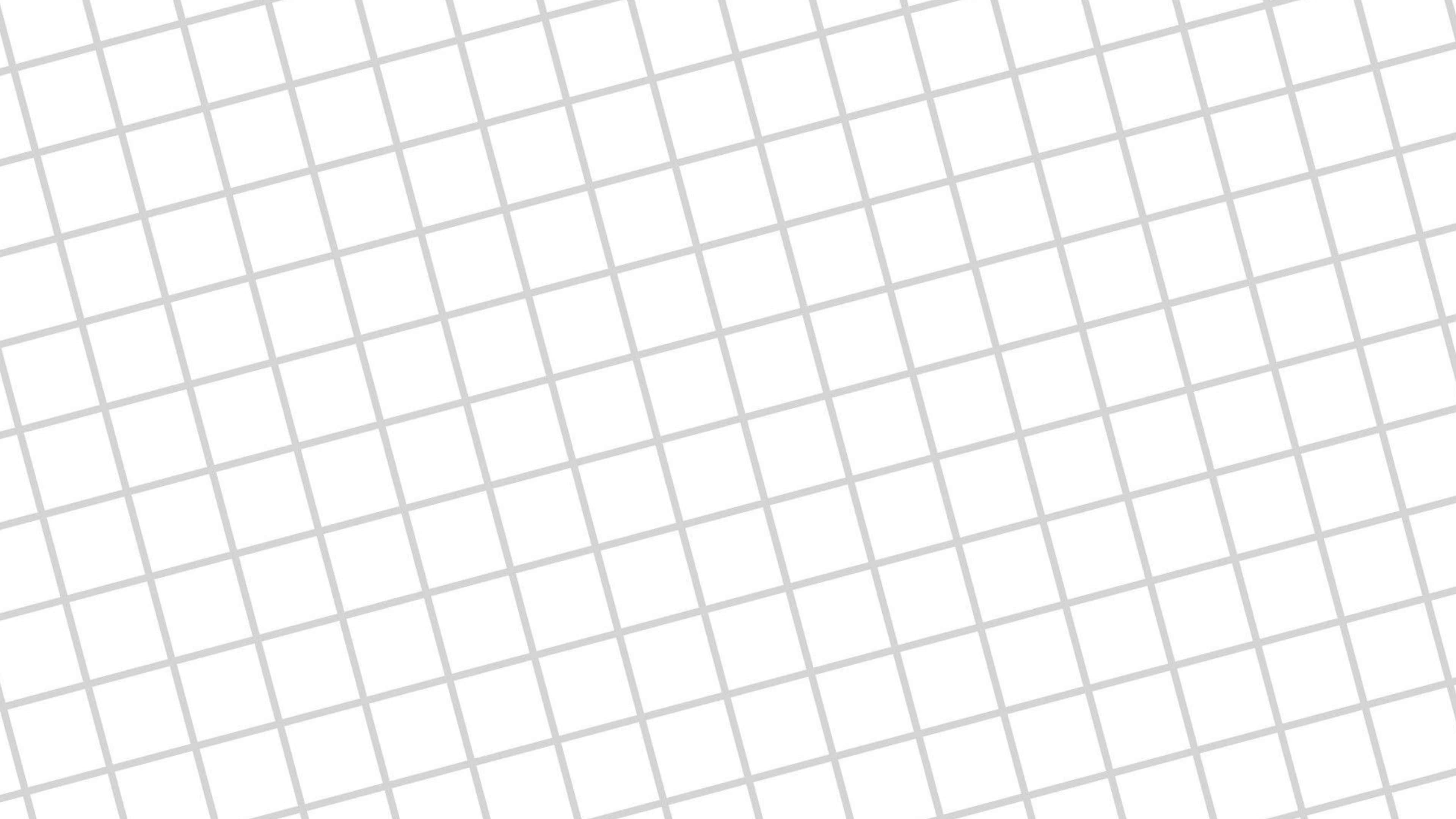 Pastel Aesthetic Grid 桌布 壁紙 — 一個極簡的網格圖案，由淺灰色線條以對角角度排列在白色背景上。