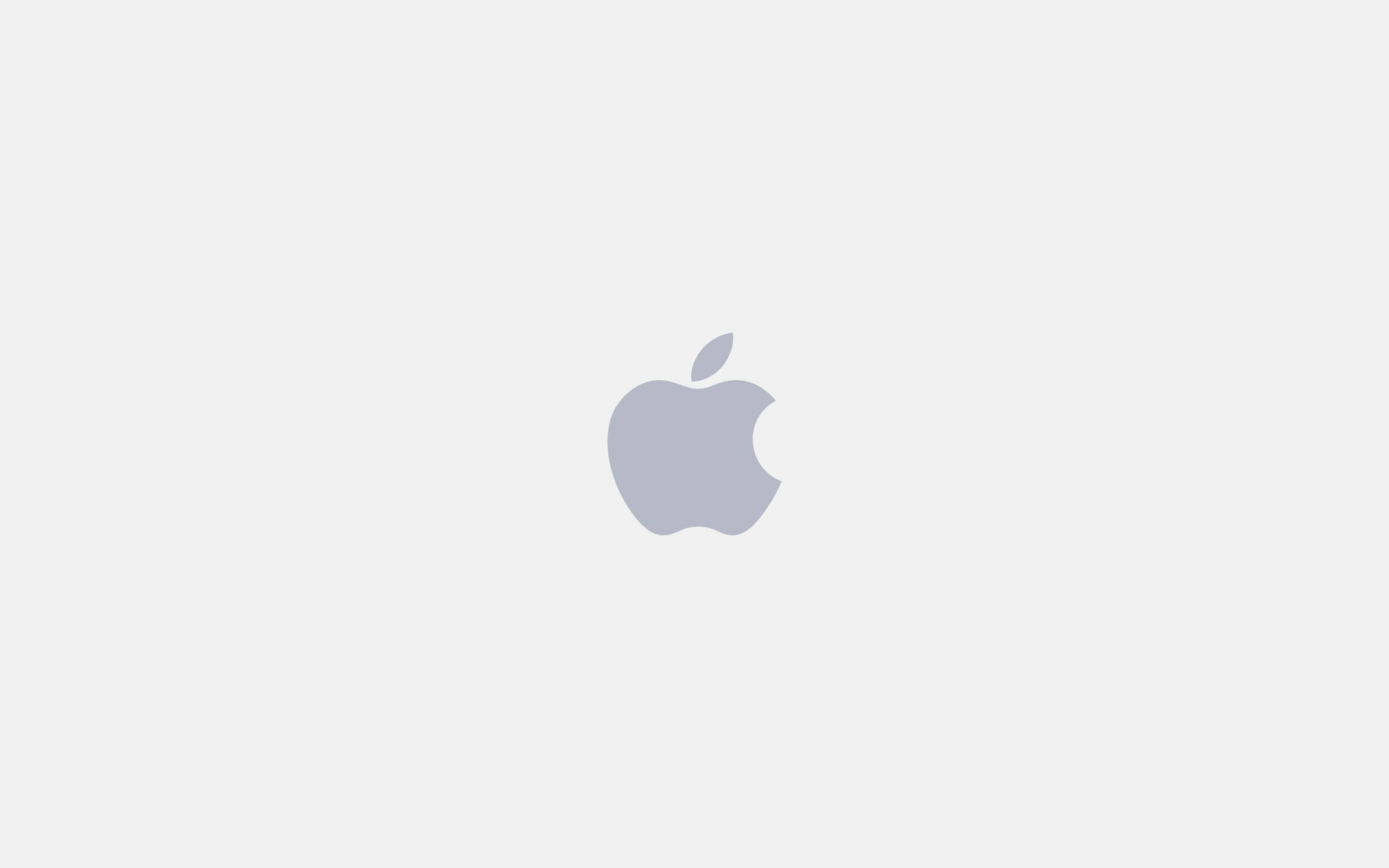 蘋果 桌布 壁紙 — 一個極簡灰色Apple標誌居中在純淺灰色背景上。