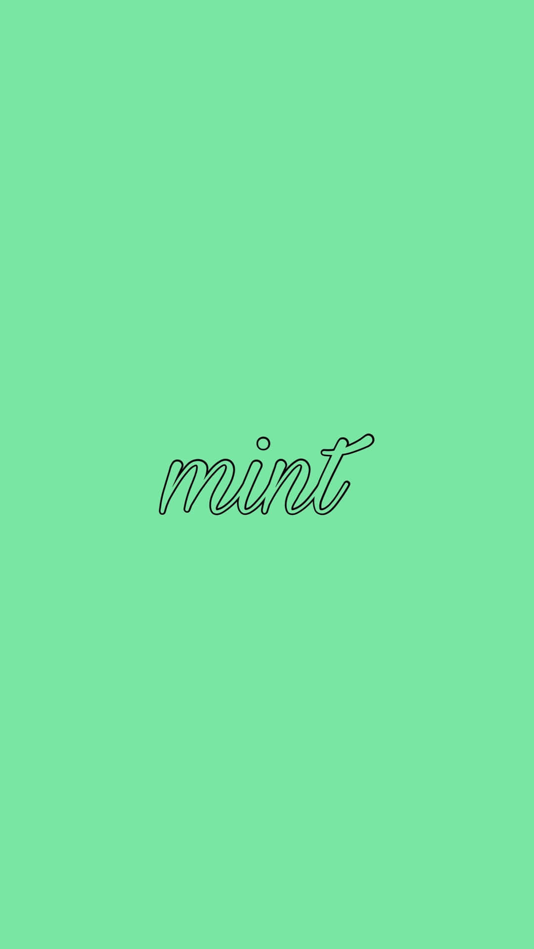  壁紙 — 一個簡約的薄荷綠色背景，中央有細黑草書字體寫著「mint」。