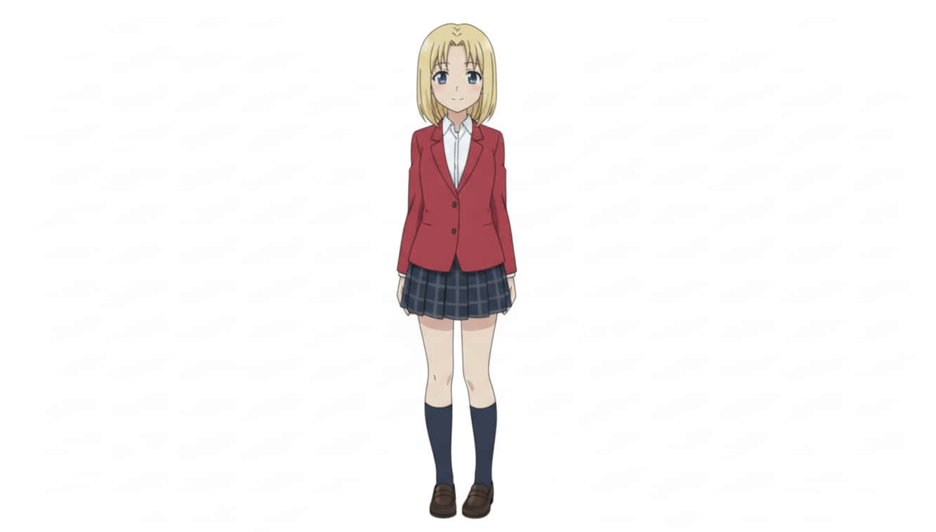 穿著校服的動漫女孩站在白色背景前 — 女孩 壁紙