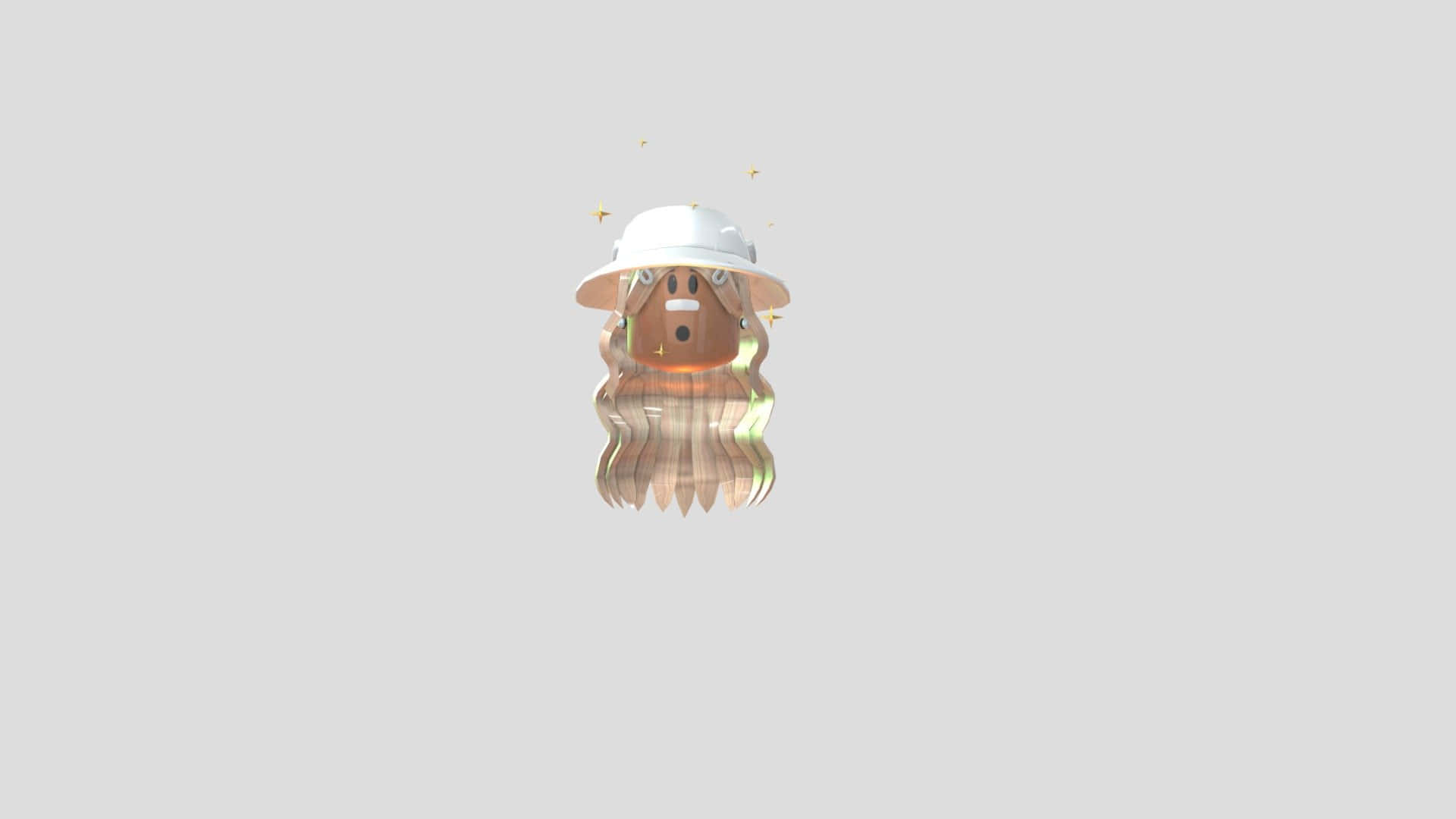 一個長髮戴白帽的卡通角色漂浮在太空中。 — Roblox 壁紙