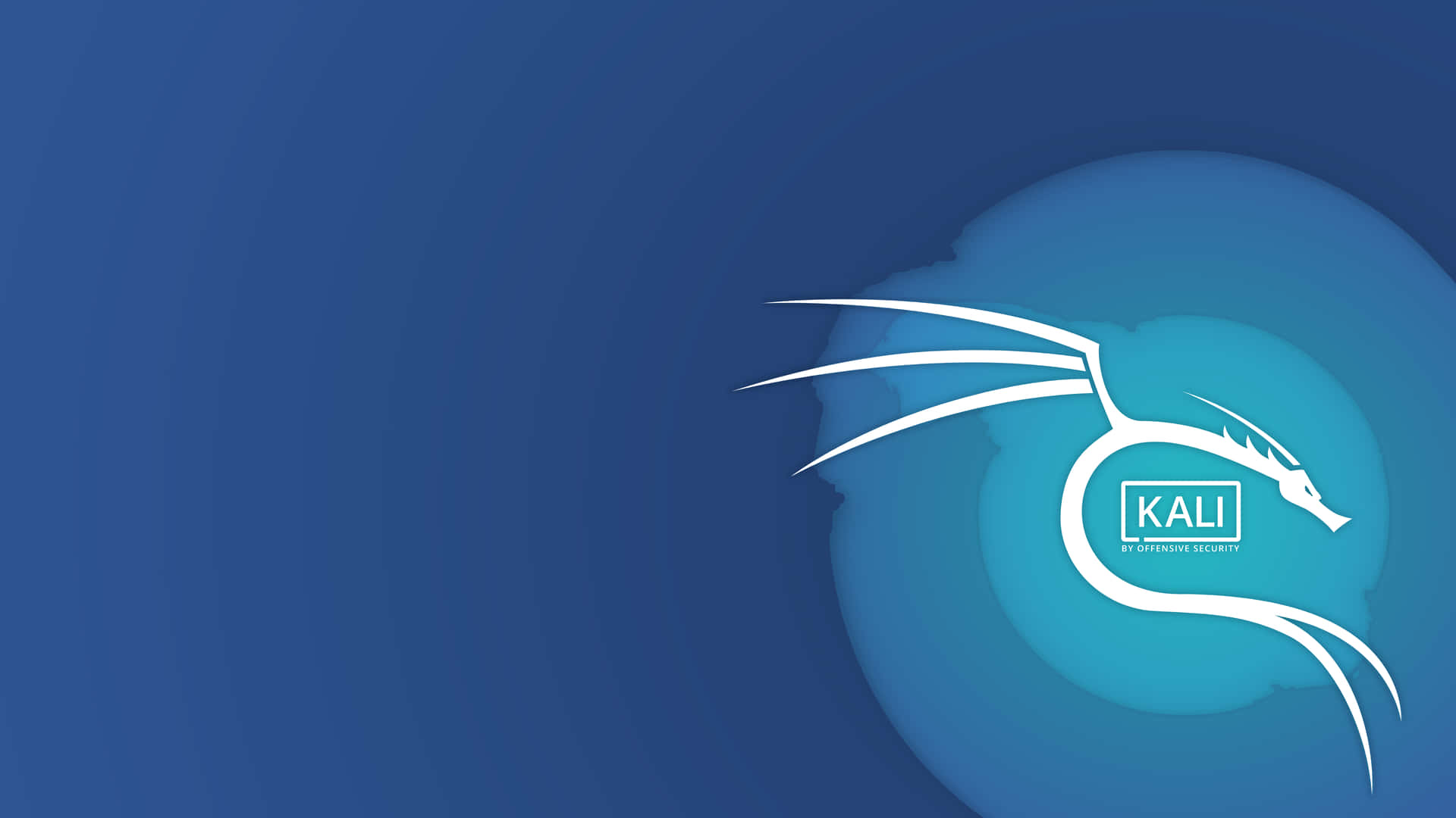 Kali Linux 龍標誌在藍色漸變背景上 — Kali Linux 壁紙