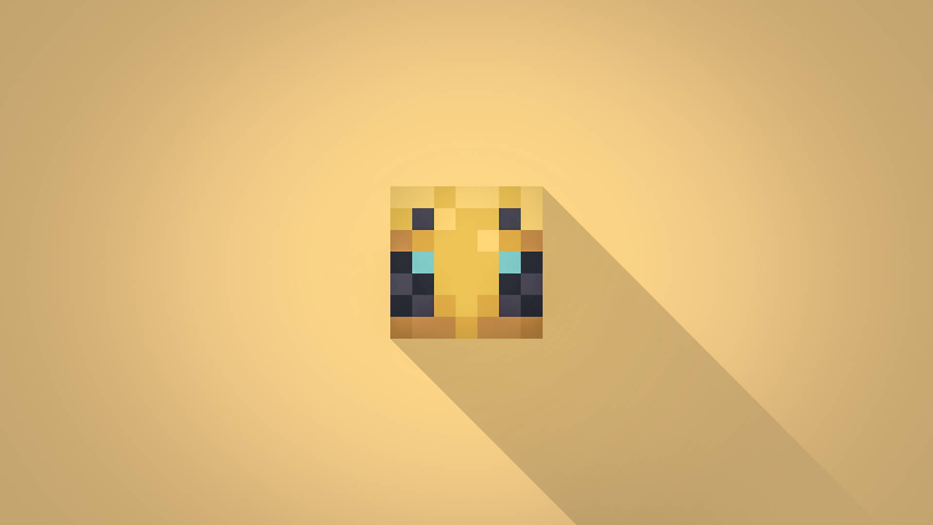 像素化Minecraft雞頭在米色背景上投下長影 — 我的世界 蜜蜂 壁紙