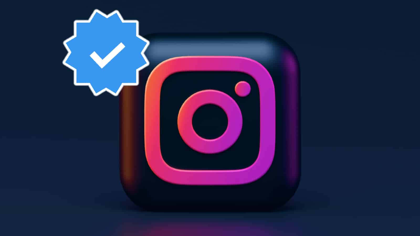 深色背景上帶有藍色驗證徽章的Instagram應用程式圖示 — Instagram 壁紙