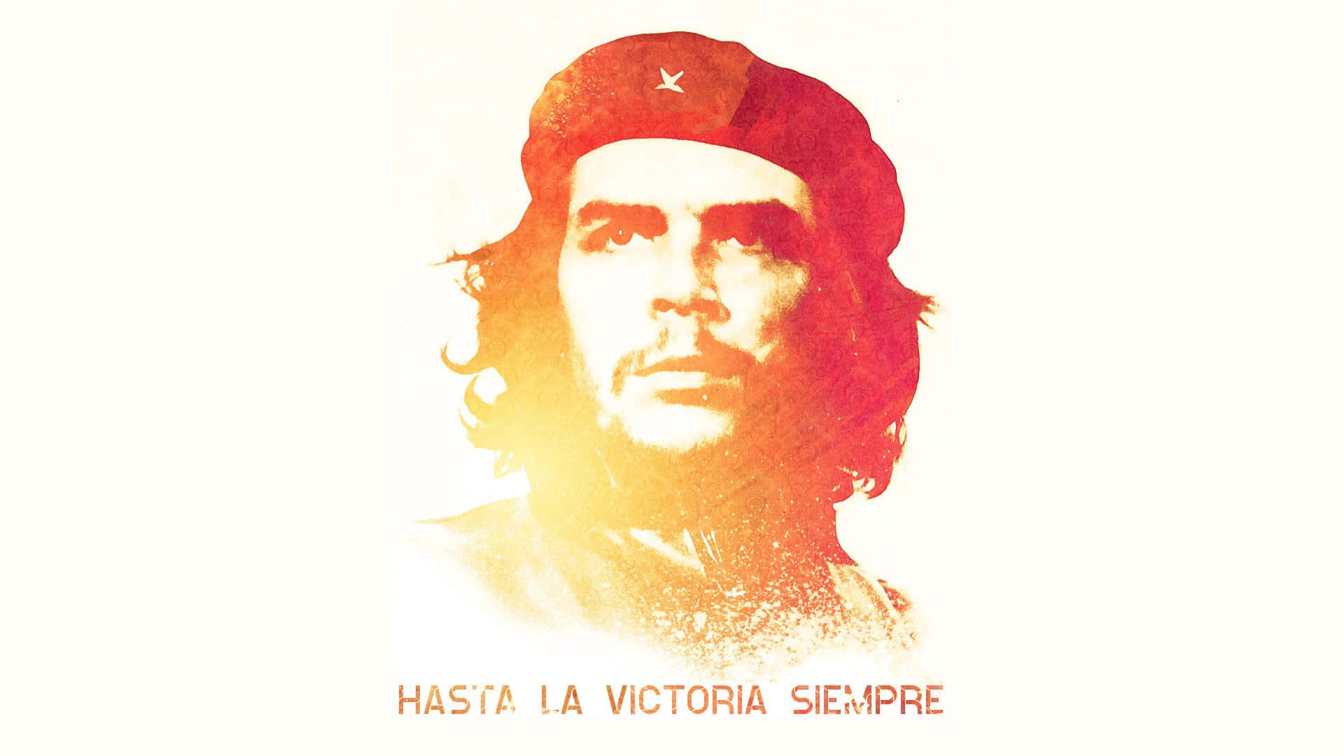  壁紙 — 以火紅和橙色調呈現的切·格瓦拉風格化肖像，下方有「HASTA LA VICTORIA SIEMPRE」字句。