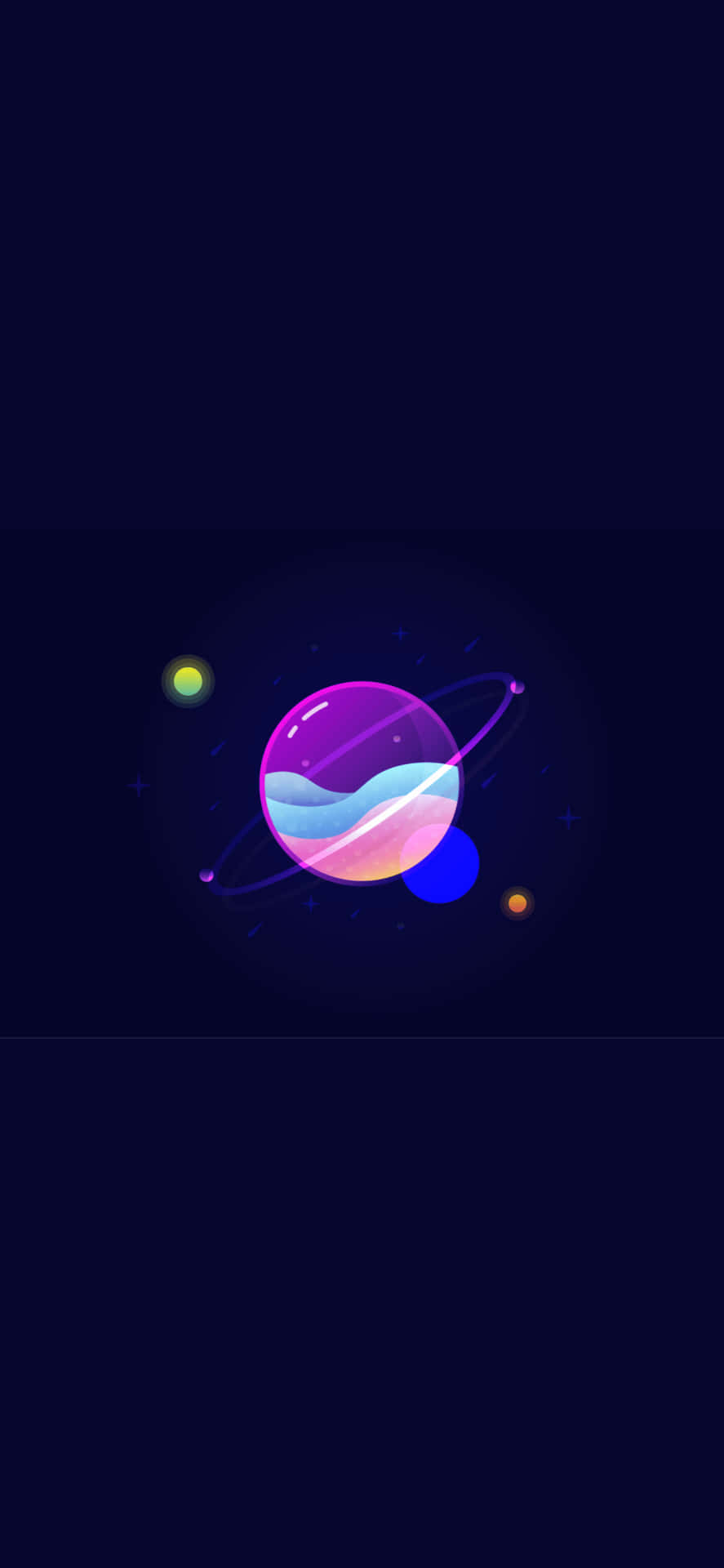 一顆帶有光環的彩色行星漂浮在繁星點點的夜空中。 — iPhone 11 Pro Max 壁紙