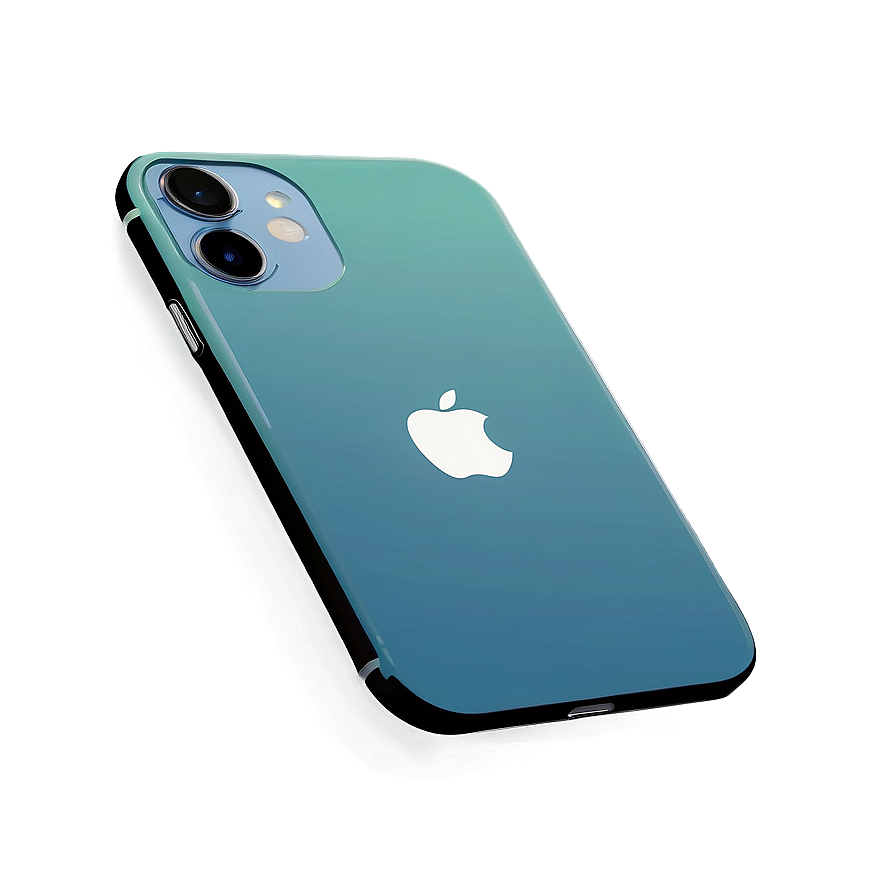 帶有Apple標誌的藍色漸變iPhone放在藍色表面上。 — iPhone 11 壁紙