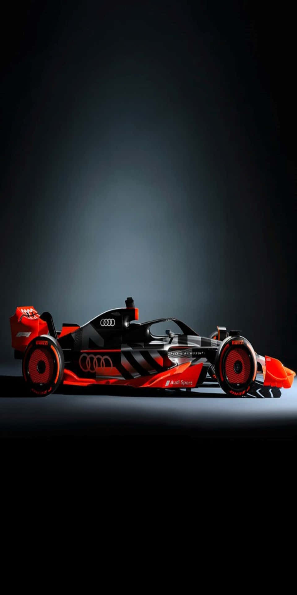 攝影棚內的 Audi Formula E 賽車，帶聚光燈 — F1 壁紙