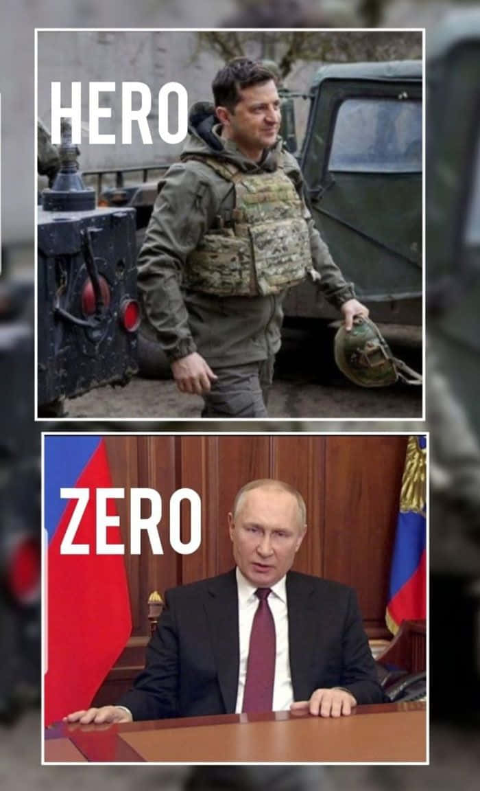 兩名男子分別標有英雄和零，處於對比的軍事和辦公室環境中。 — Meme 壁紙