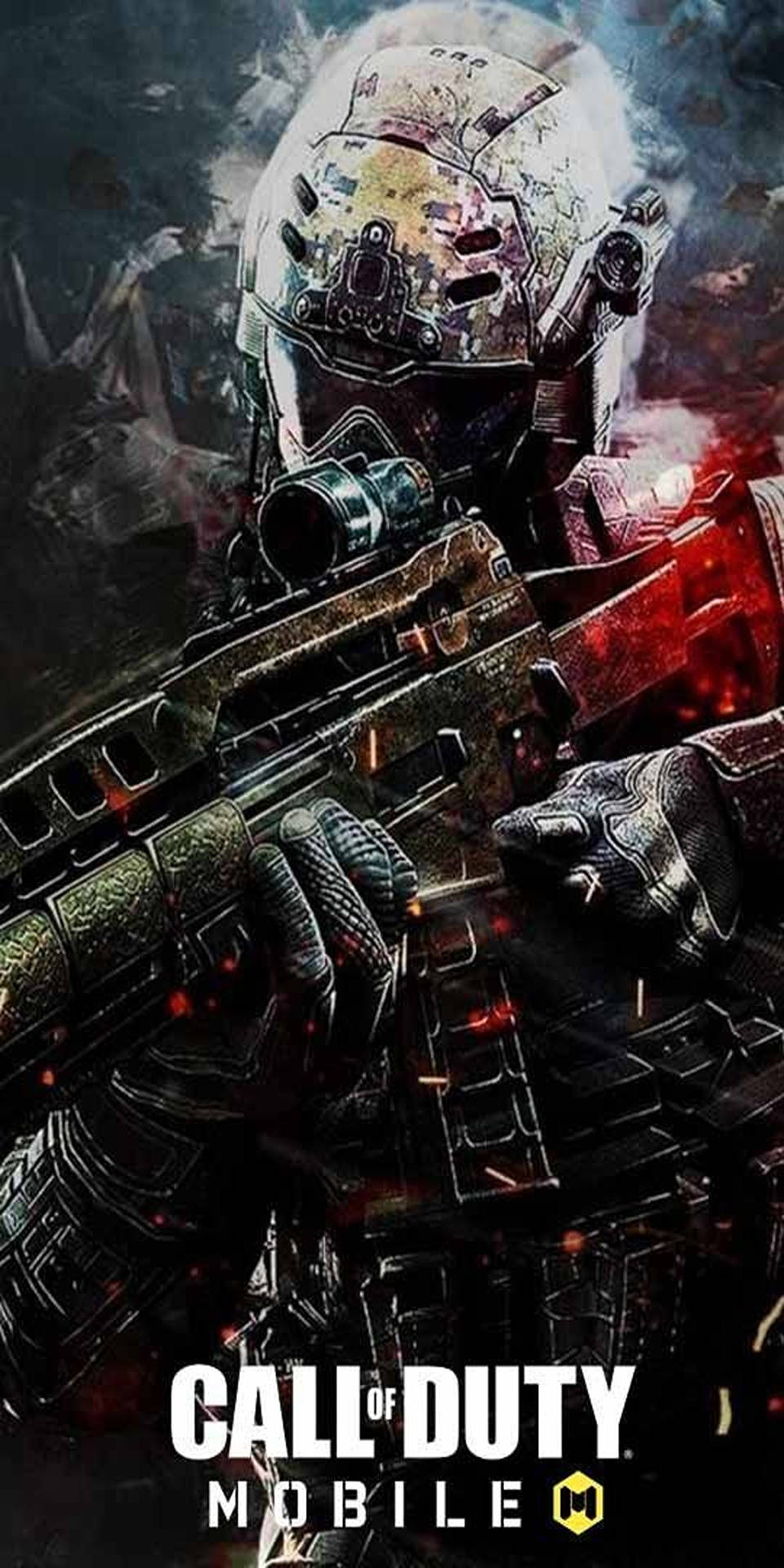 身穿戰鬥裝備的士兵手持步槍，背景有爆炸和煙霧。 — 使命召喚 壁紙