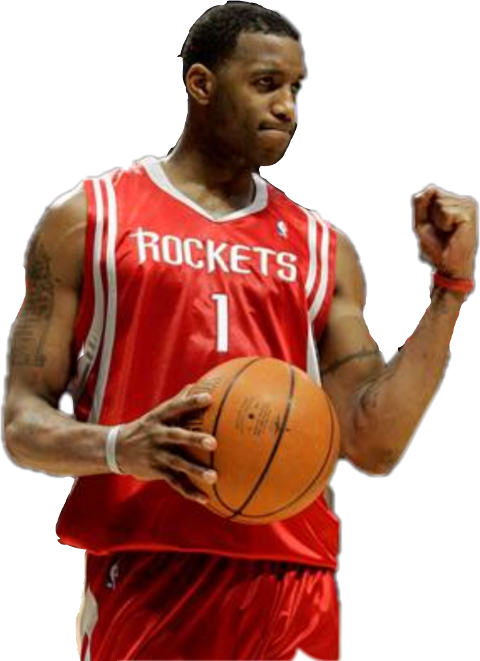 身穿紅色火箭隊球衣的籃球運動員持球並握拳。 — NBA 壁紙