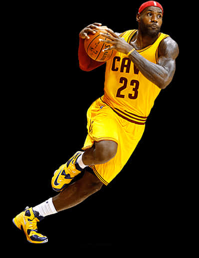 身穿黃色球衣的職業籃球運動員在半空中運球。 — NBA 壁紙