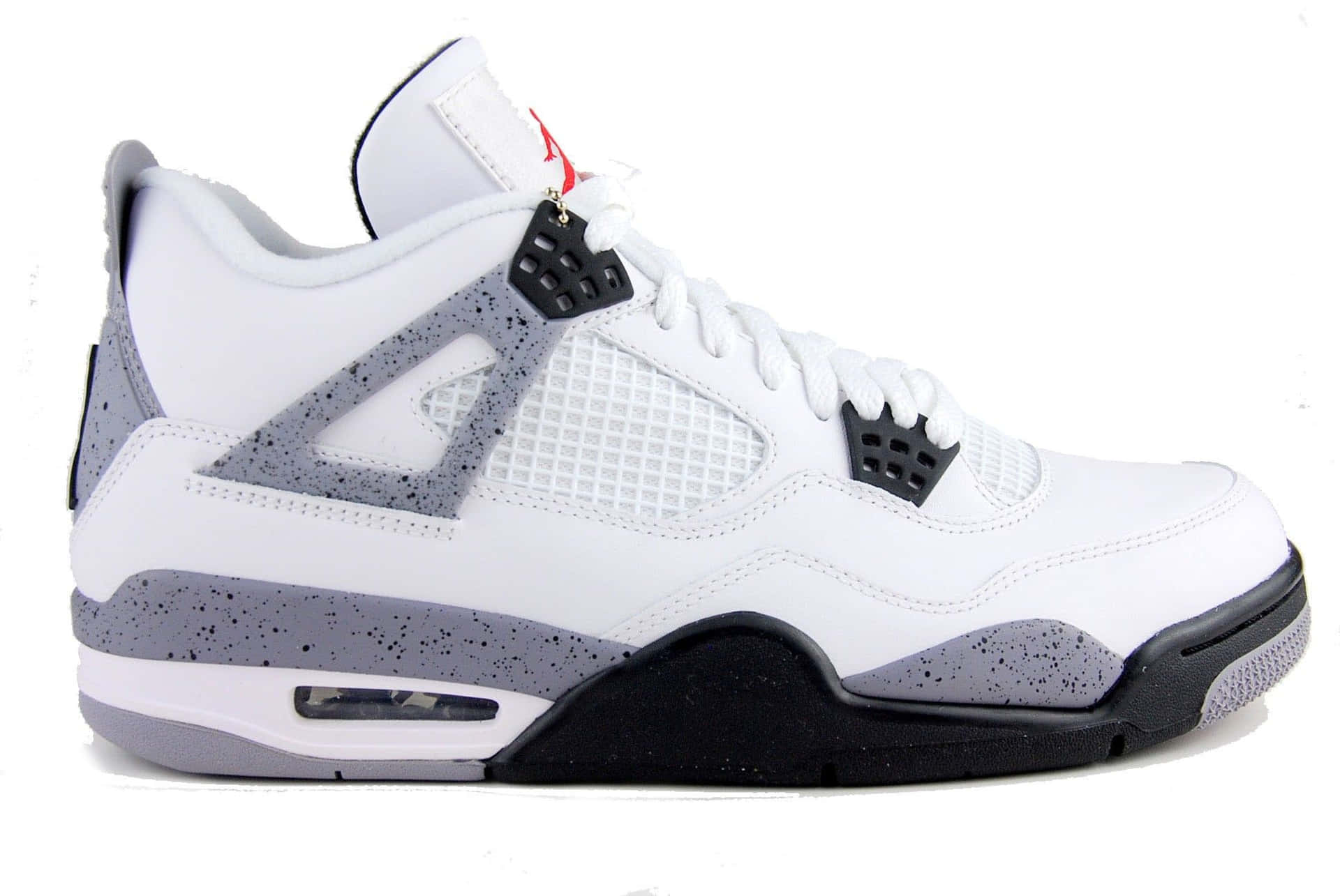 帶有灰色斑點和黑色細節的白色Jordan 4運動鞋 — Air Jordan 壁紙