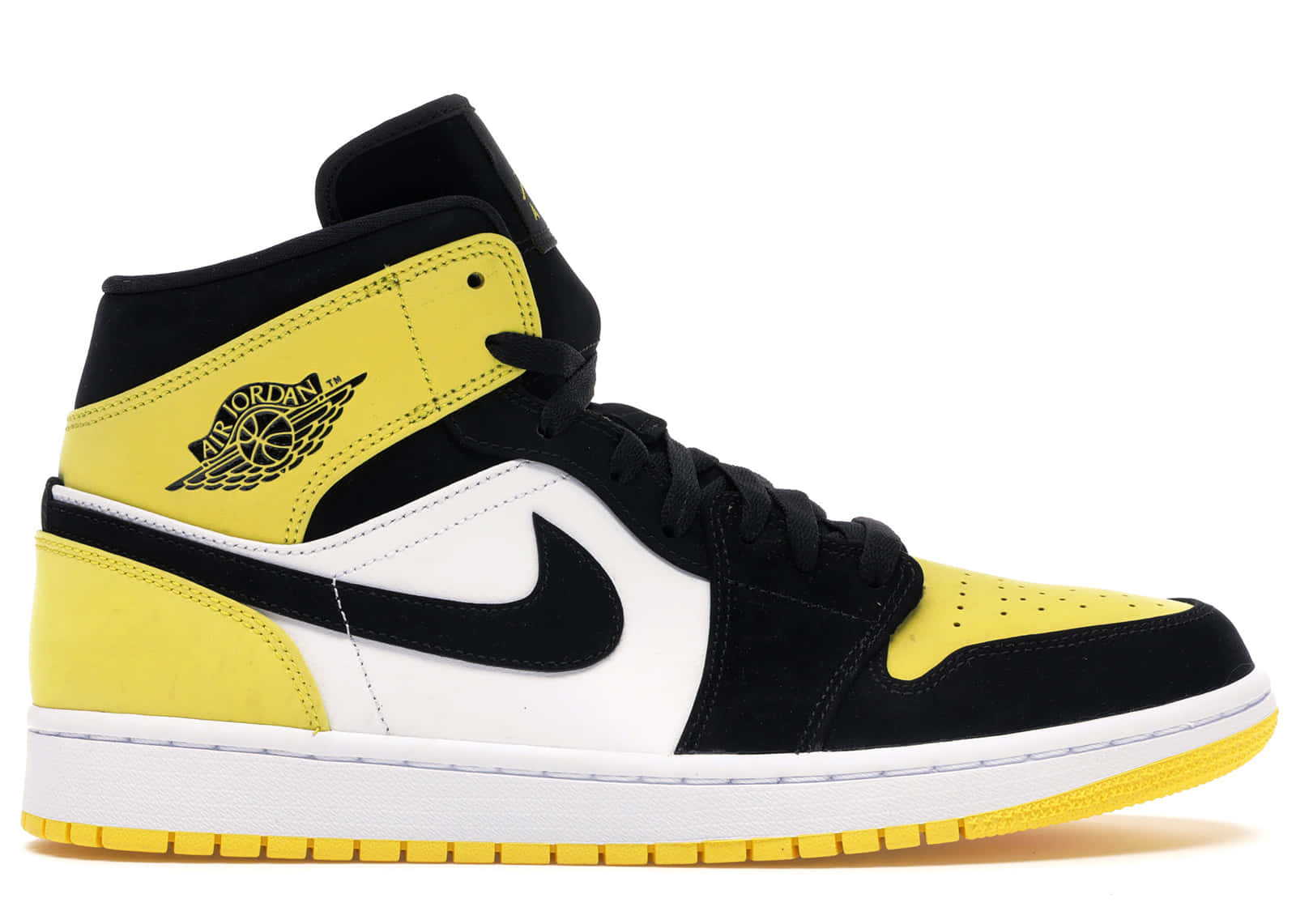 黑白黃配色 Air Jordan 1 高筒運動鞋，帶翅膀標誌 — Air Jordan 壁紙