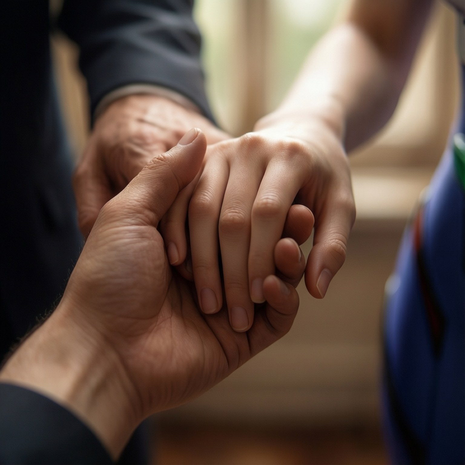 Hand in Hand 壁紙 — 一隻成年人的手溫柔地握著一個孩子的手，展現出聯繫與支持的溫馨時刻。
