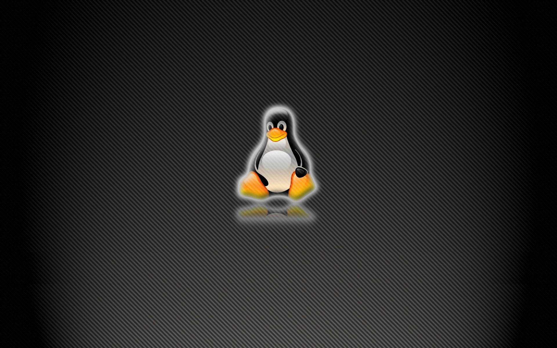 深色斜紋背景上的發光卡通企鵝圖標 — Linux 壁紙
