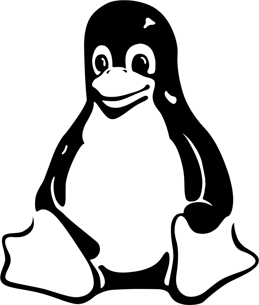 一隻微笑的黑白線條風格卡通企鵝。 — Linux 壁紙