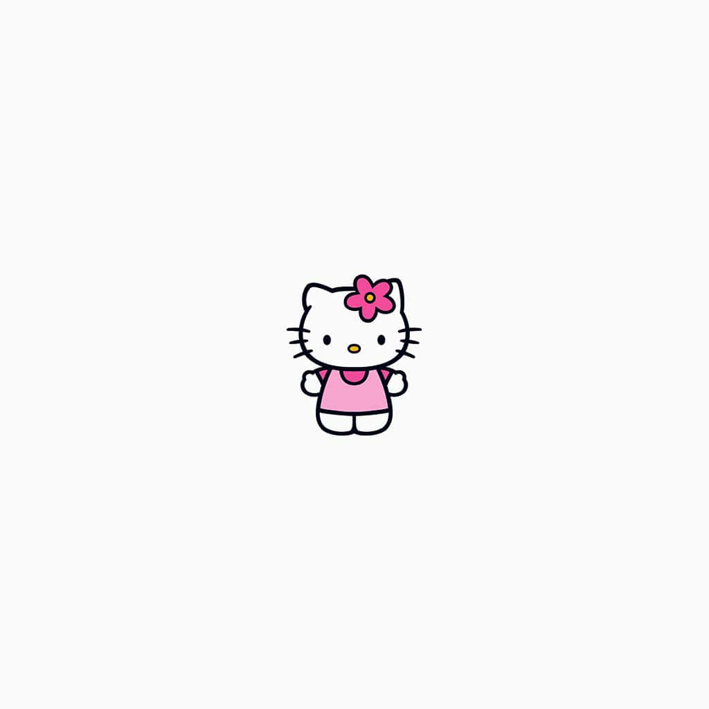 Hello Kitty 卡通角色，穿著粉紅色裙子，頭上戴著粉紅色的花。 — Hello Kitty 壁紙