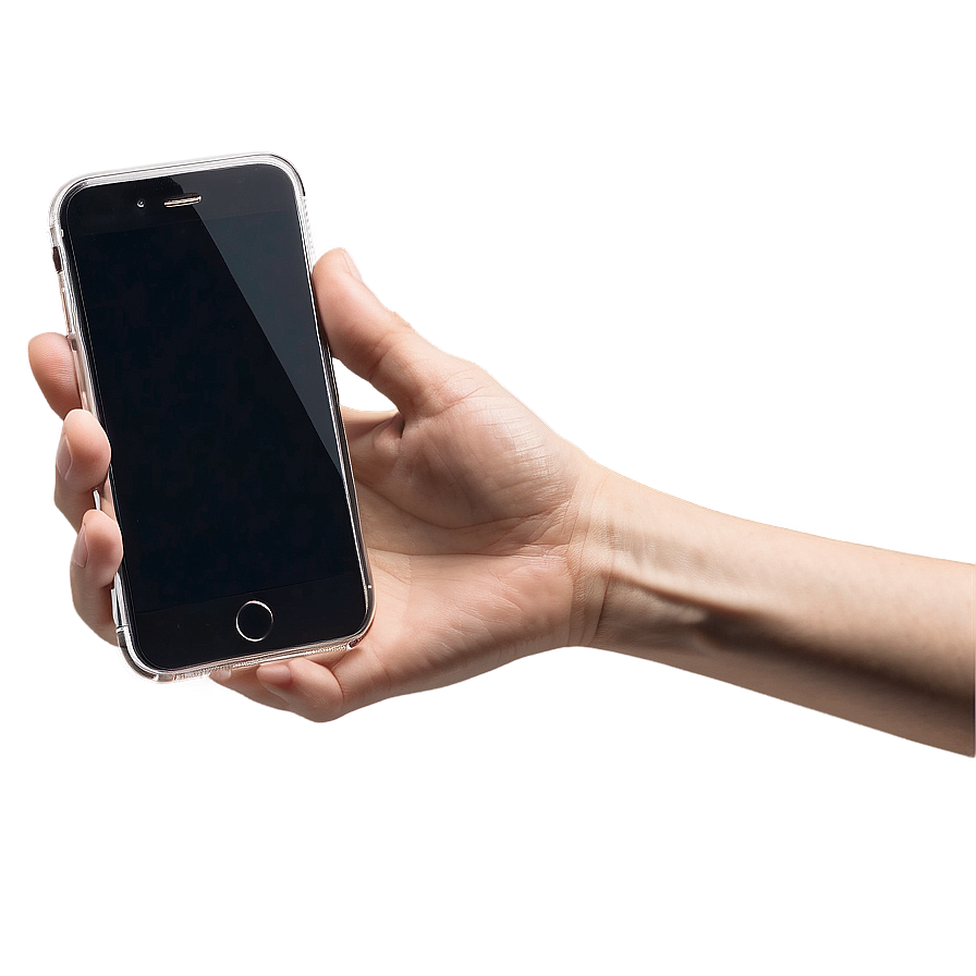 手拿著帶有發光銀色邊緣的智慧型手機。 — iPhone 12 壁紙