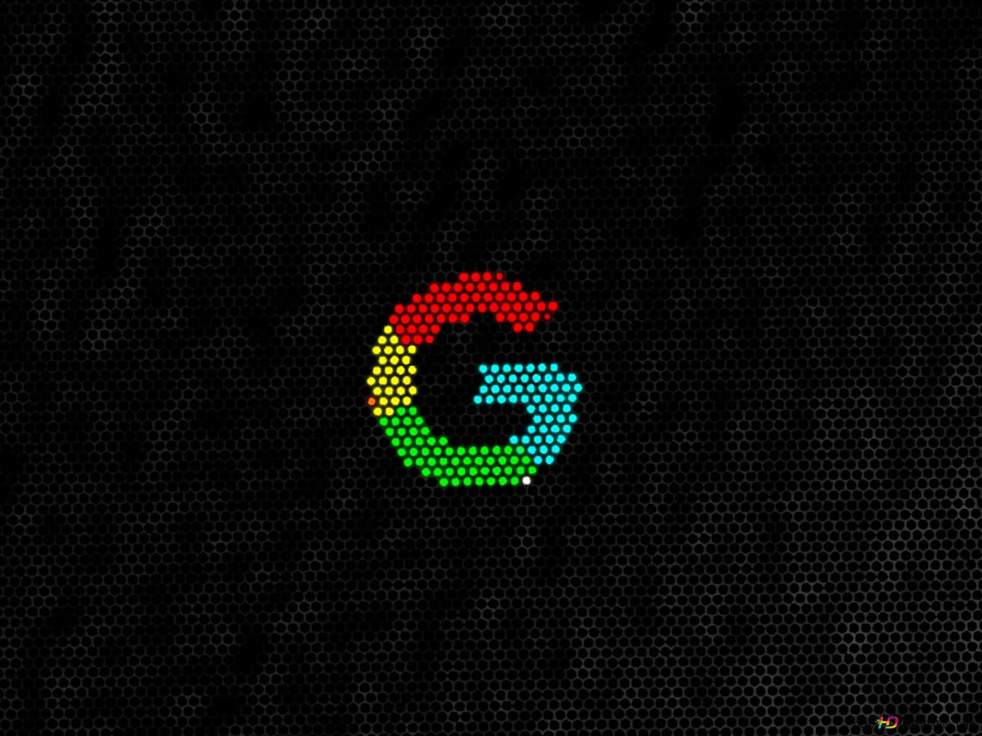 深色六角網格背景上的像素化Google G標誌 — Google 壁紙