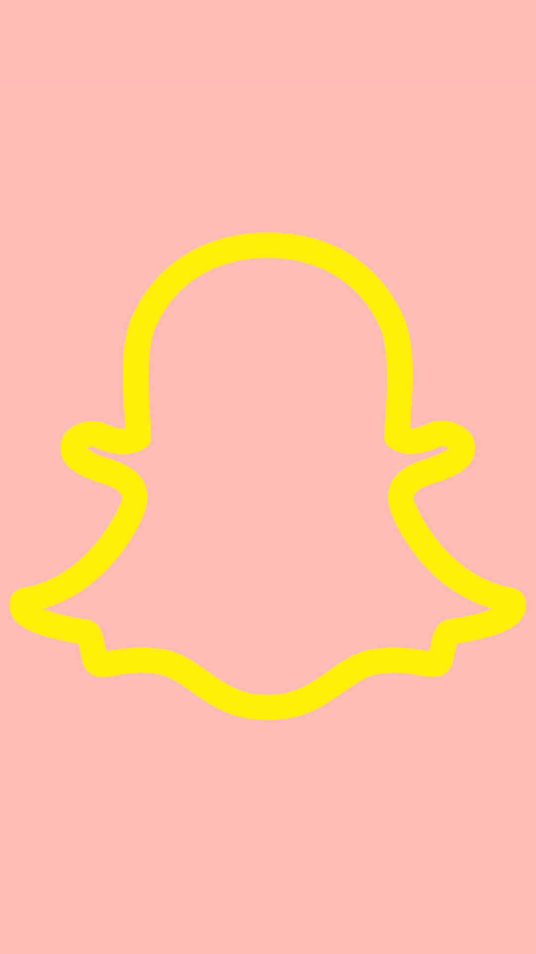  壁紙 — 一個大膽的黃色Snapchat鬼魂標誌，在純色粉紅色背景上勾勒出輪廓。