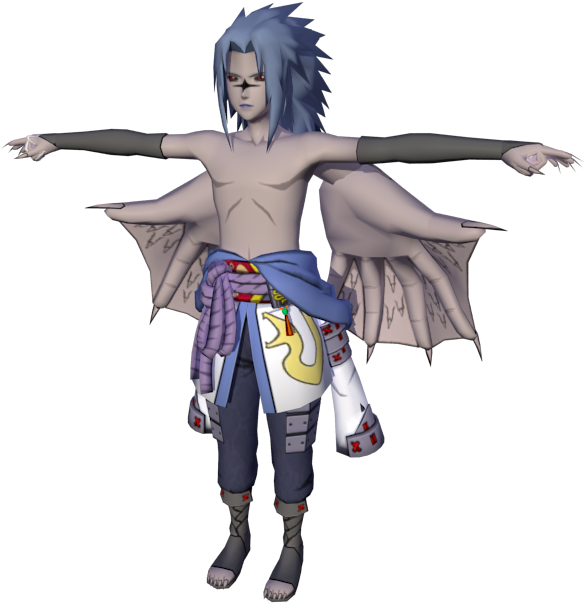 藍髮紅眼的動漫角色，展翅飛翔姿勢。 — Sasuke 壁紙