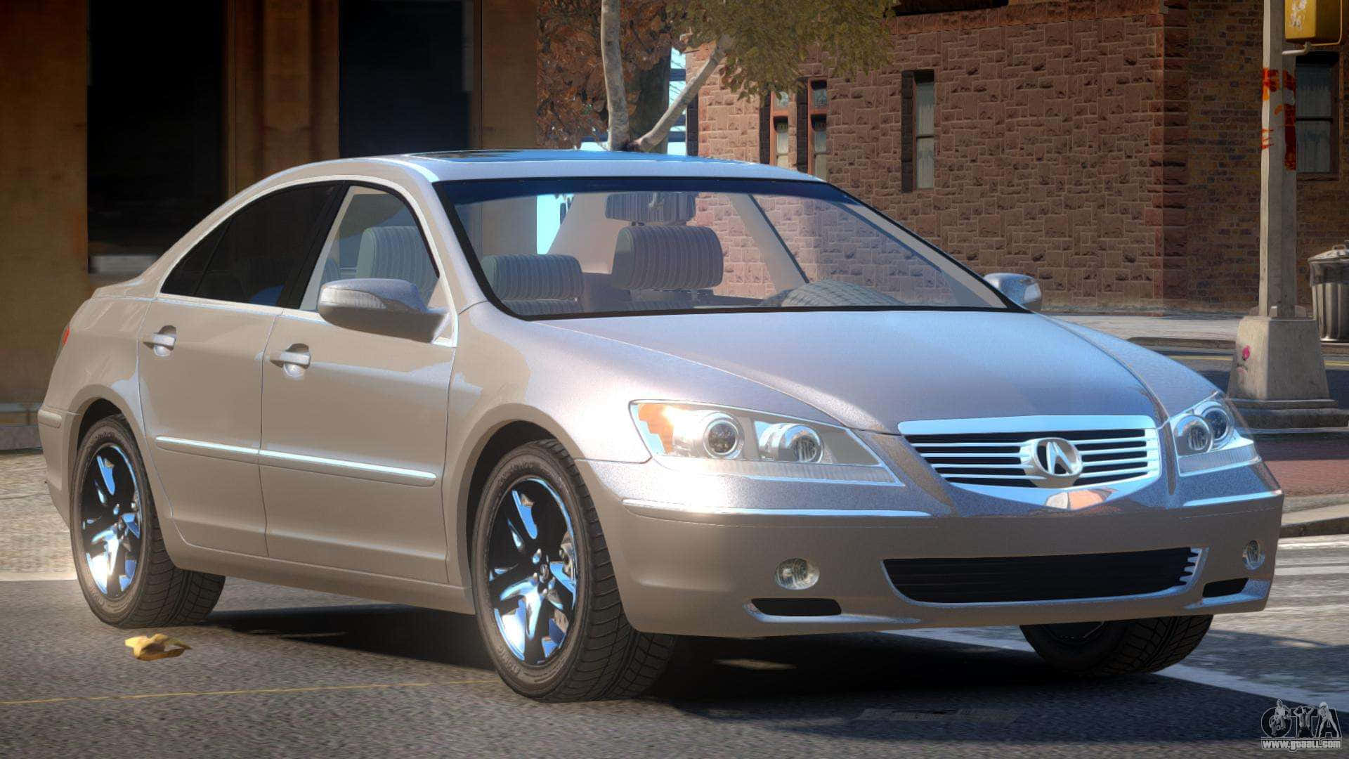 Acura Rl 桌布 壁紙 — 一輛銀色Lexus轎車配黑色輪圈，停放在陽光明媚的城市街道上，旁邊是磚造建築。