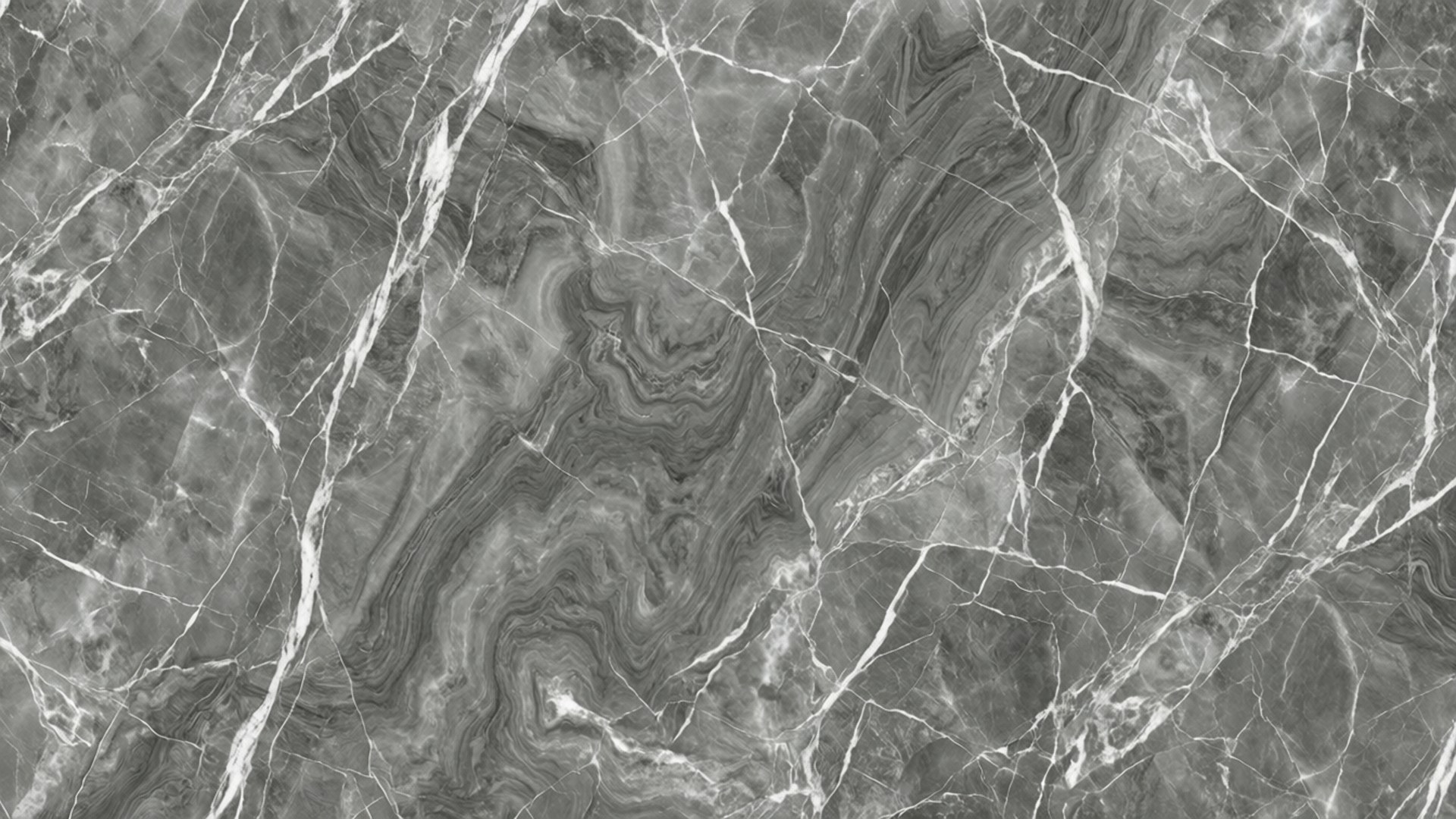 Grey Marble Texture 壁紙 — 優雅灰色大理石的近距離特寫，帶有複雜的白色紋理和漩渦圖案。