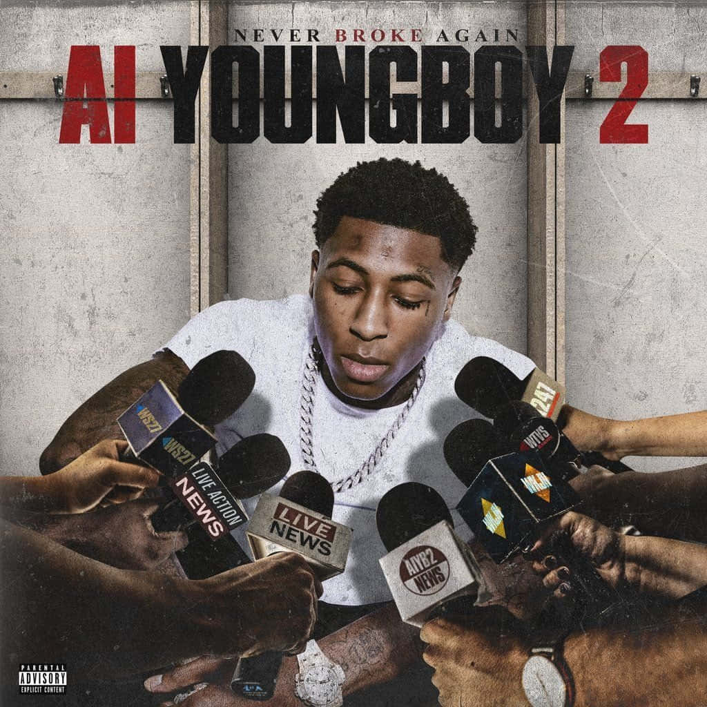 Celebrity 桌布 壁紙 — YoungBoy Never Broke Again 在粗糙的混凝土房間中被麥克風包圍，向下凝視。