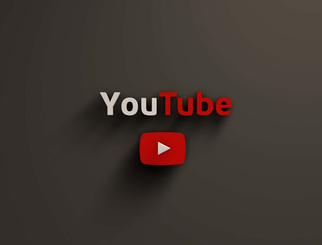 YouTube 桌布 壁紙 — YouTube 標誌，紅色播放按鈕居中，深灰色漸變背景，帶柔和陰影。