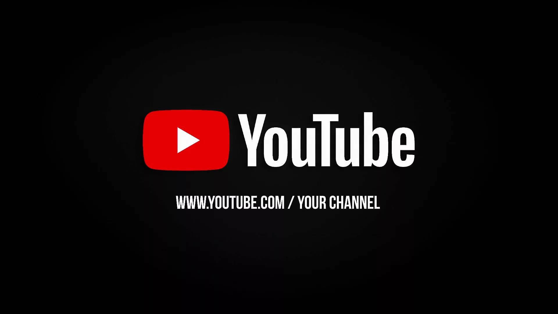 YouTube 桌布 壁紙 — YouTube 標誌，紅色播放按鈕和白色文字在黑色背景上，下方有頻道網址。