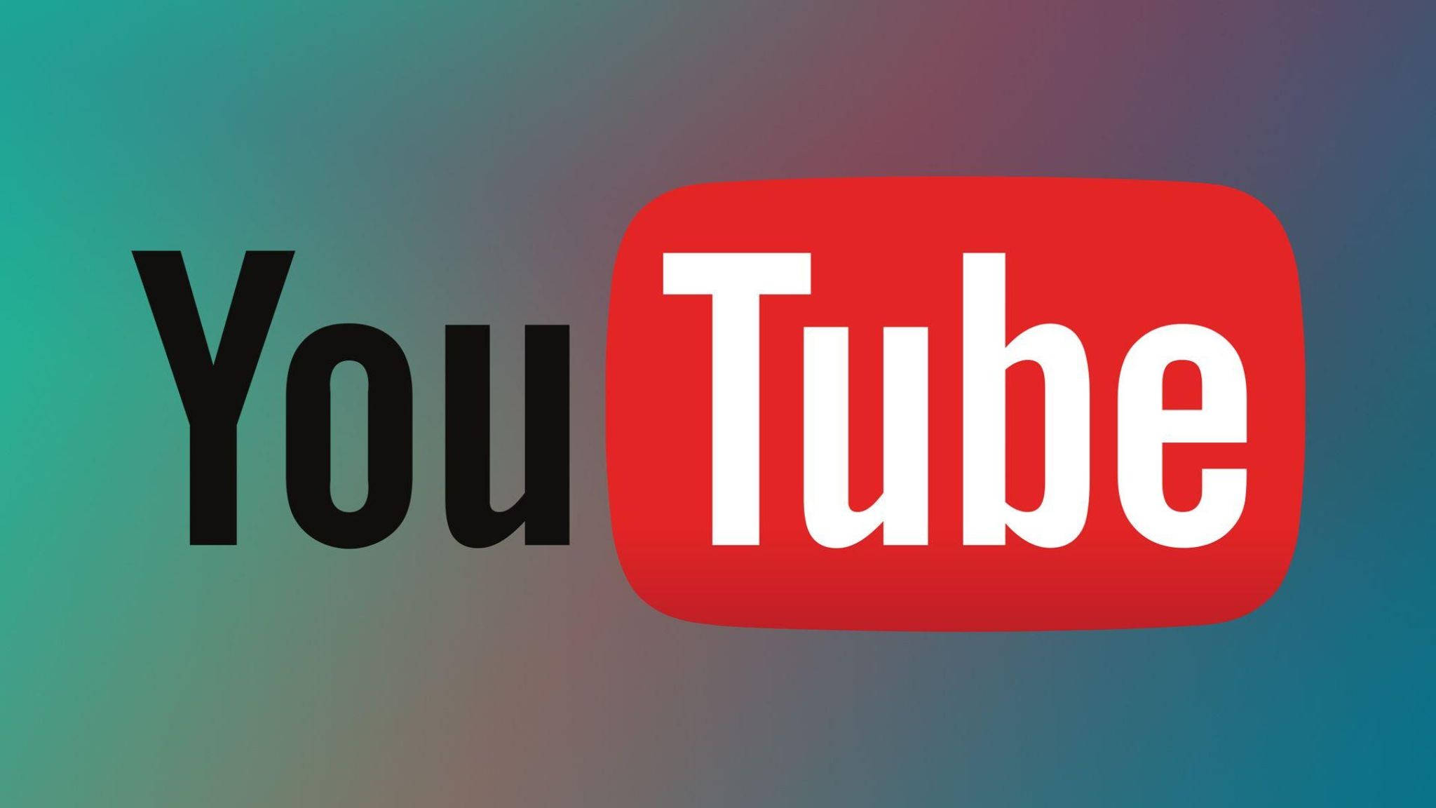 Internet 桌布 壁紙 — YouTube 標誌以粗體黑白文字呈現，背景為青綠色到紅色的漸變。
